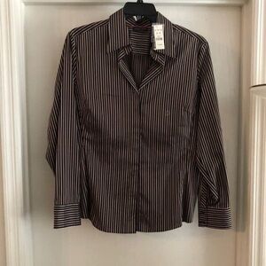 Brand New! New York and Company Unisex Black Striped Shirt